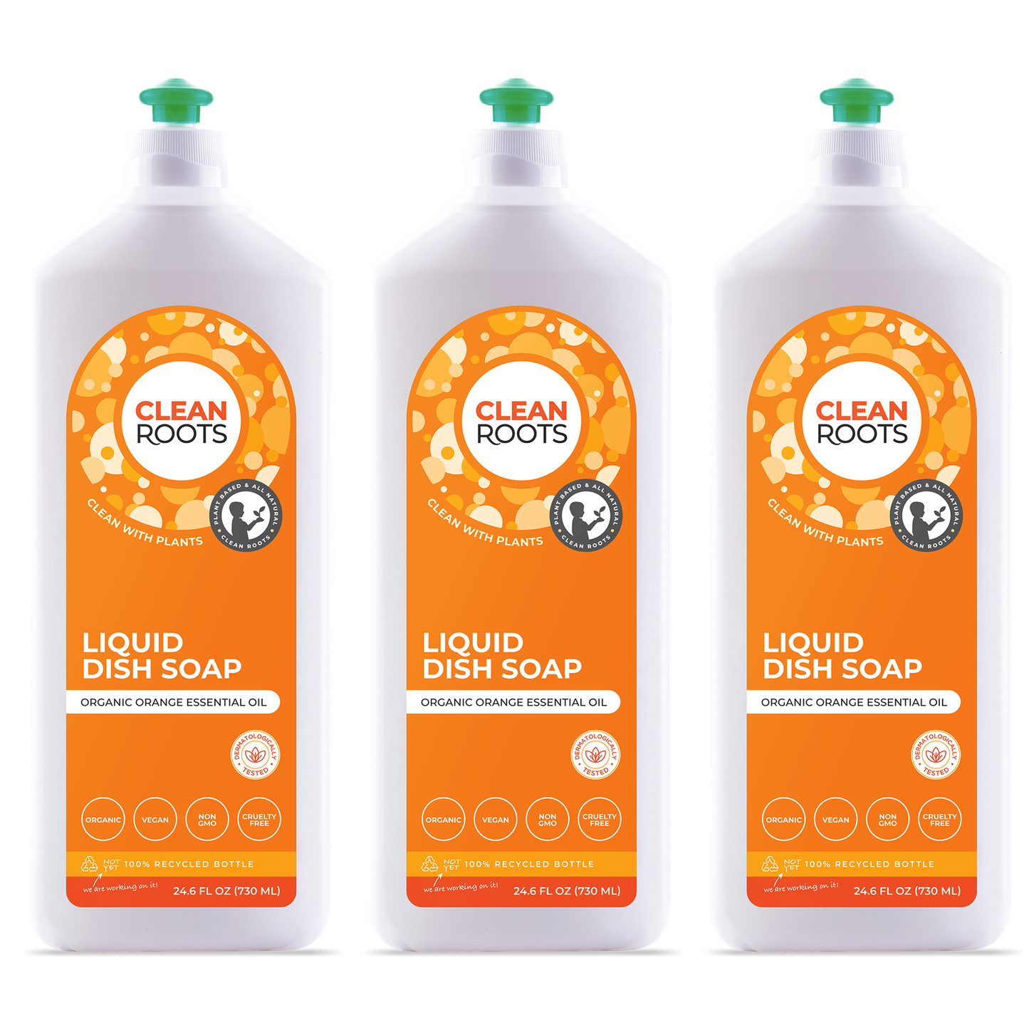 Liquid Dish Soap | Organic Orange | Pack of Three 24.6 fl oz (730 mL)