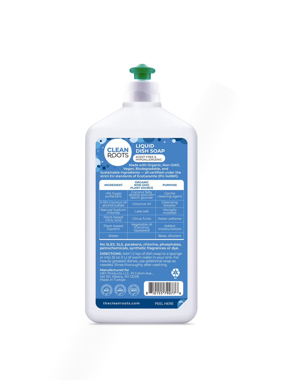 Liquid Dish Soap | Scent-Free & Hypoallergenic | Pack of Three 16.9 fl oz (500 mL)