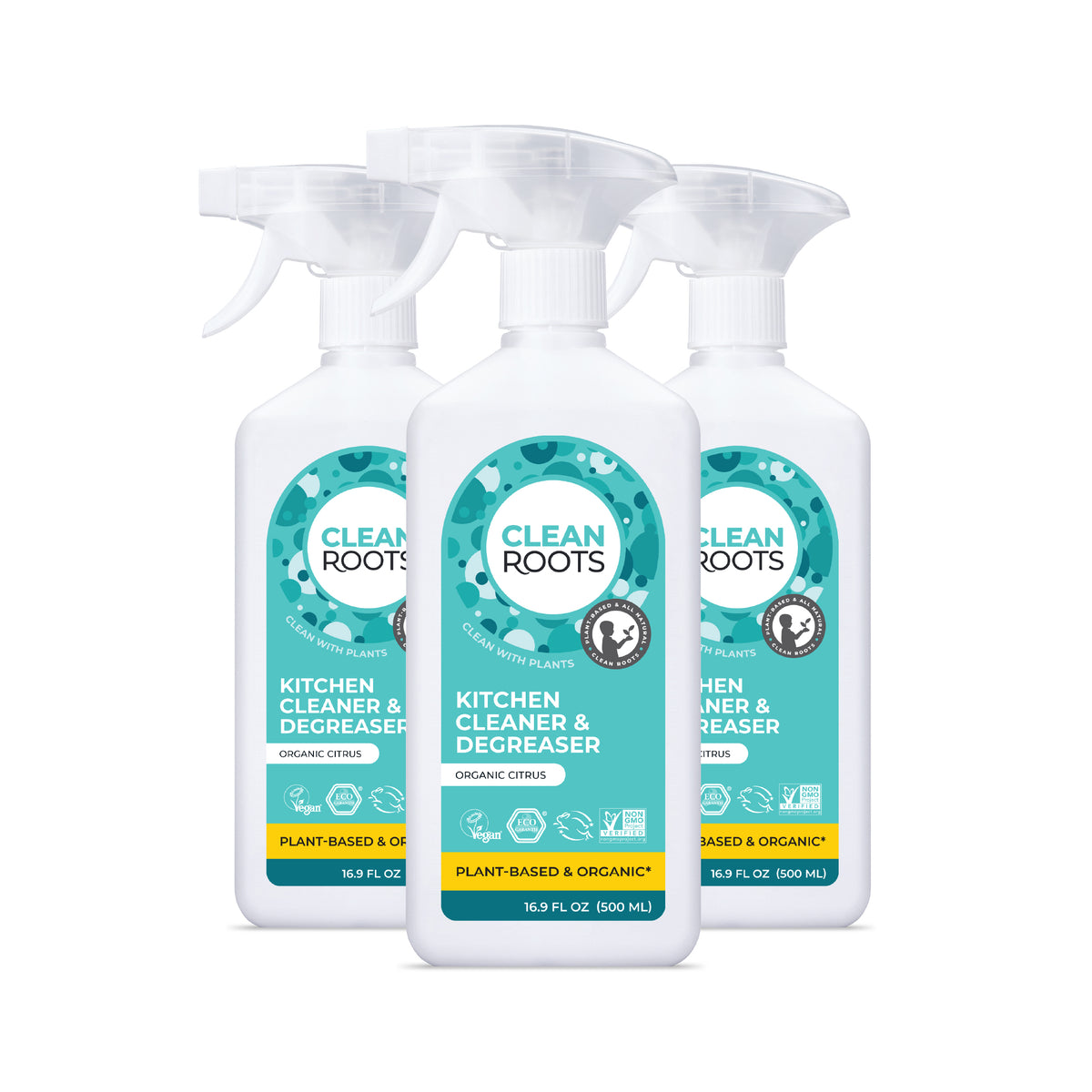 Kitchen Cleaner & Degreaser | Organic Citrus | Pack of Three 16.9 fl oz (500mL)