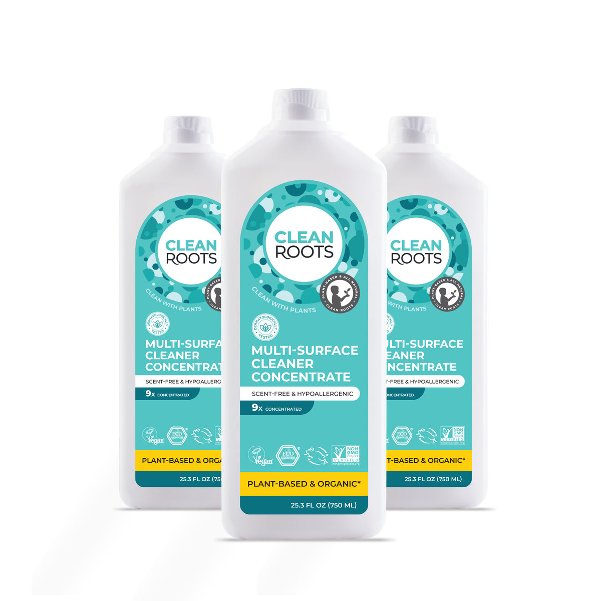 Multi-Surface Cleaner Concentrate | Scent-Free & Hypoallergenic | Safe for Baby Spaces | Pack of Three 25.3 fl oz (750mL)