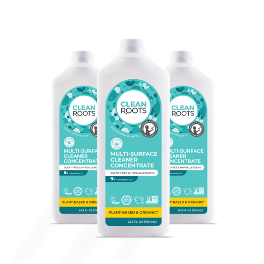 Clean Roots Scent-Free Multi-Surface Cleaner Concentrate, pack of three 25.3 fl oz bottles