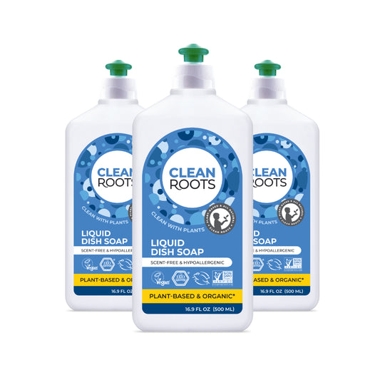 Liquid Dish Soap | Scent-Free & Hypoallergenic | Pack of Three 16.9 fl oz (500 mL)