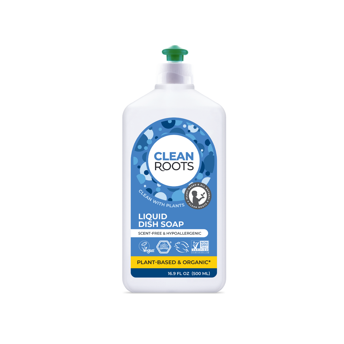 Clean Roots Scent-Free Liquid Dish Soap 16.9 fl oz bottle, front