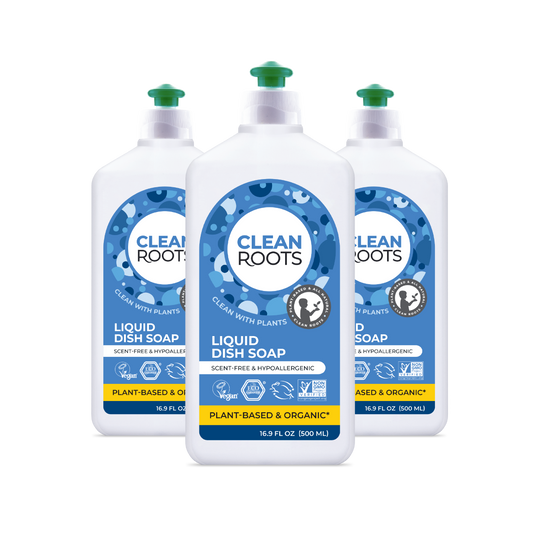 Liquid Dish Soap | Scent-Free & Hypoallergenic | Pack of Three 16.9 fl oz (500 mL)
