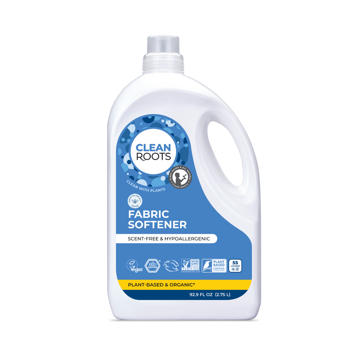 Clean Roots Scent-Free Fabric Softener 92.9 fl oz (2.75 L) jug, front