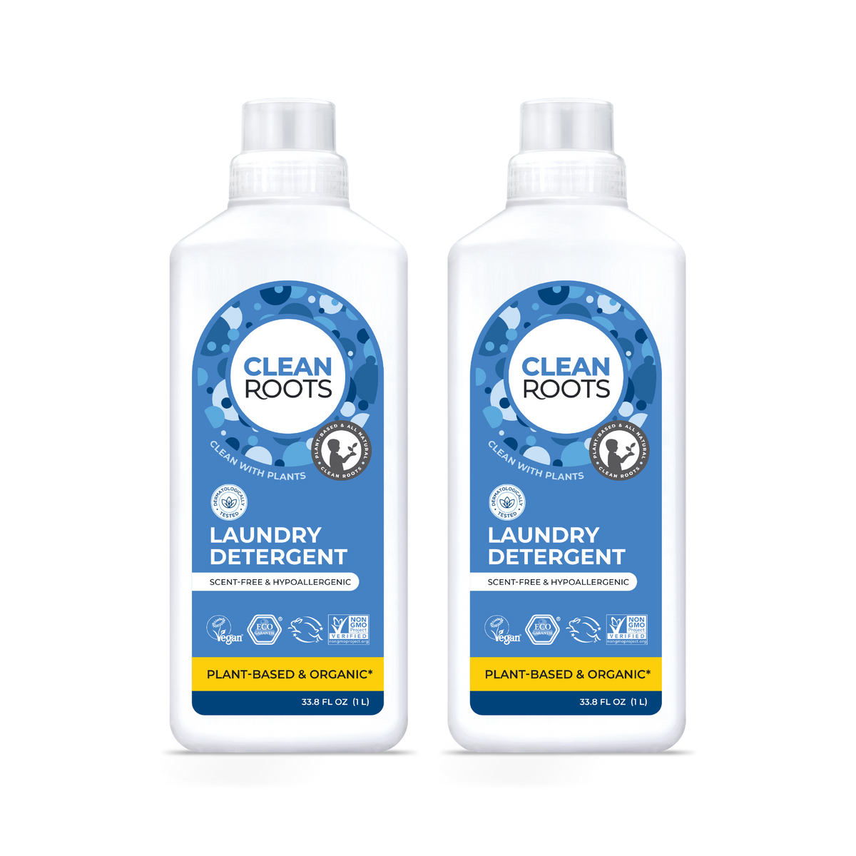 Clean Roots Scent-Free Laundry Detergent, pack of two 33.8 fl oz bottles