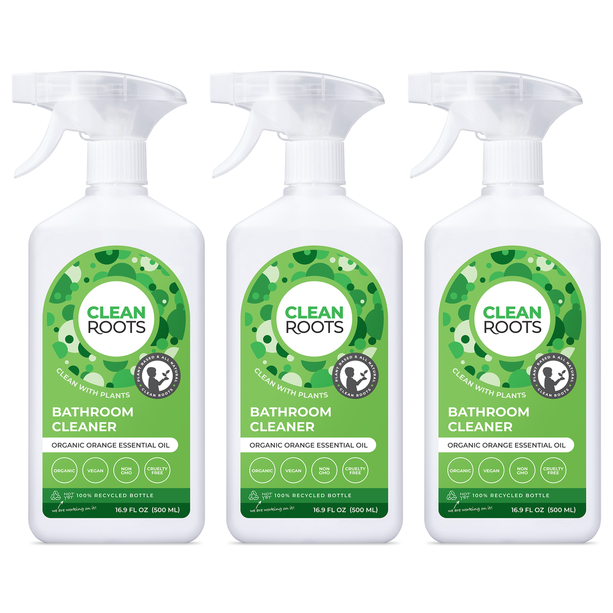 Roots Clean Bathroom Cleaner | Organic Orange | Pack of Three 16.9 fl oz (500mL ...