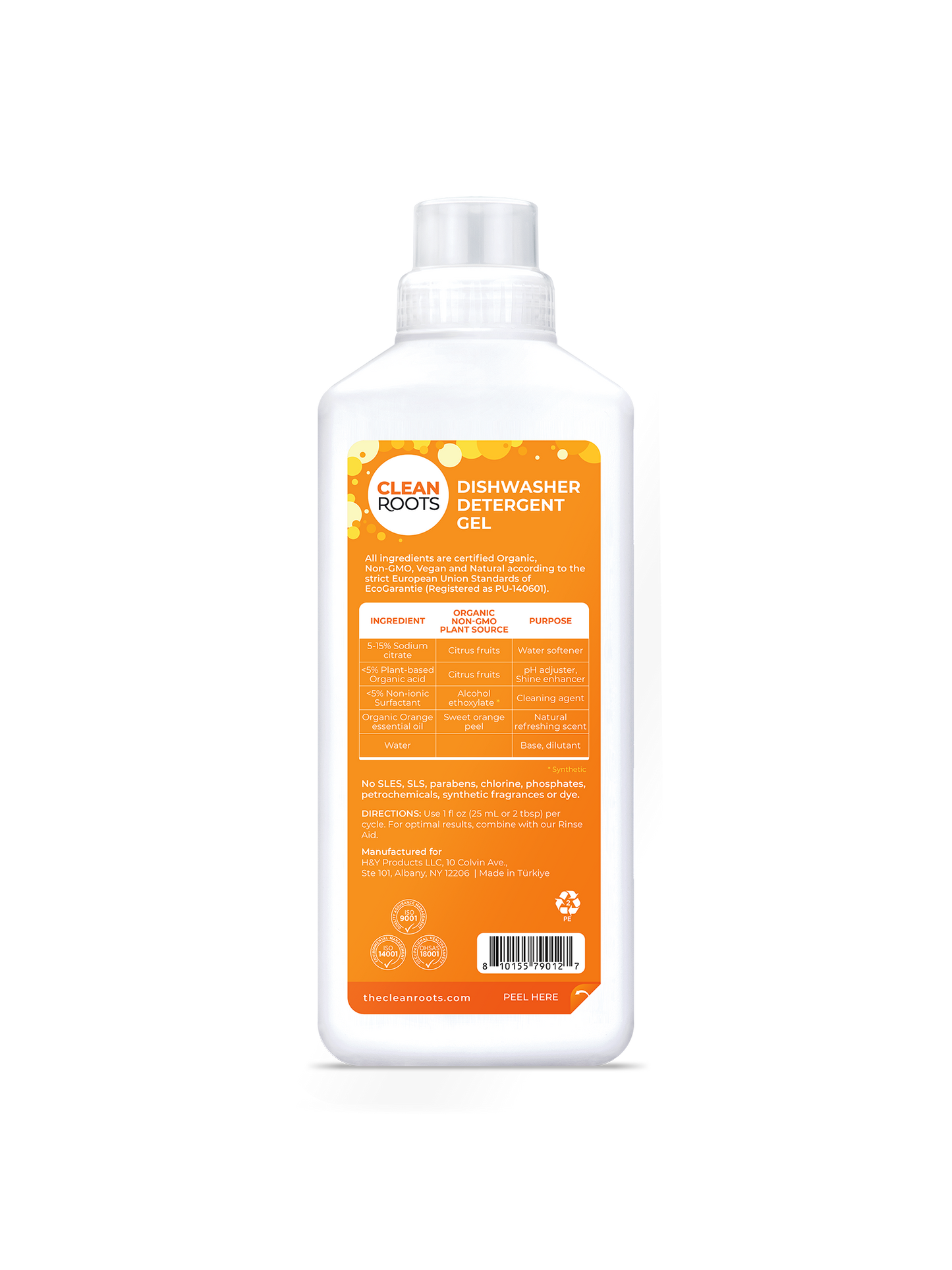 Dishwasher Detergent Gel | Organic Orange | Pack of Two 33.8 fl oz (1 Liter)