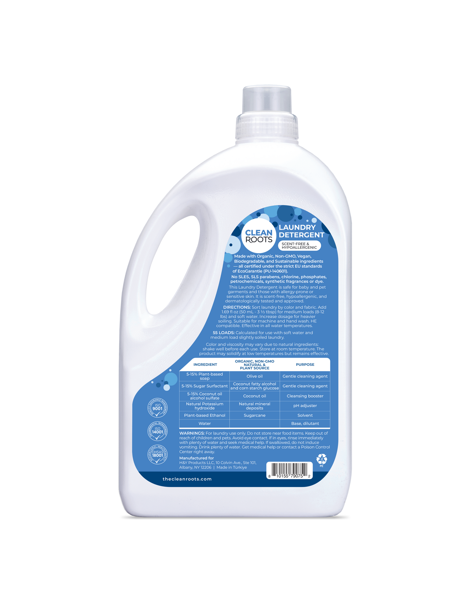 Laundry Detergent | Scent-Free & Hypoallergenic | 55 Loads | 92.9 fl oz (2.75 L)