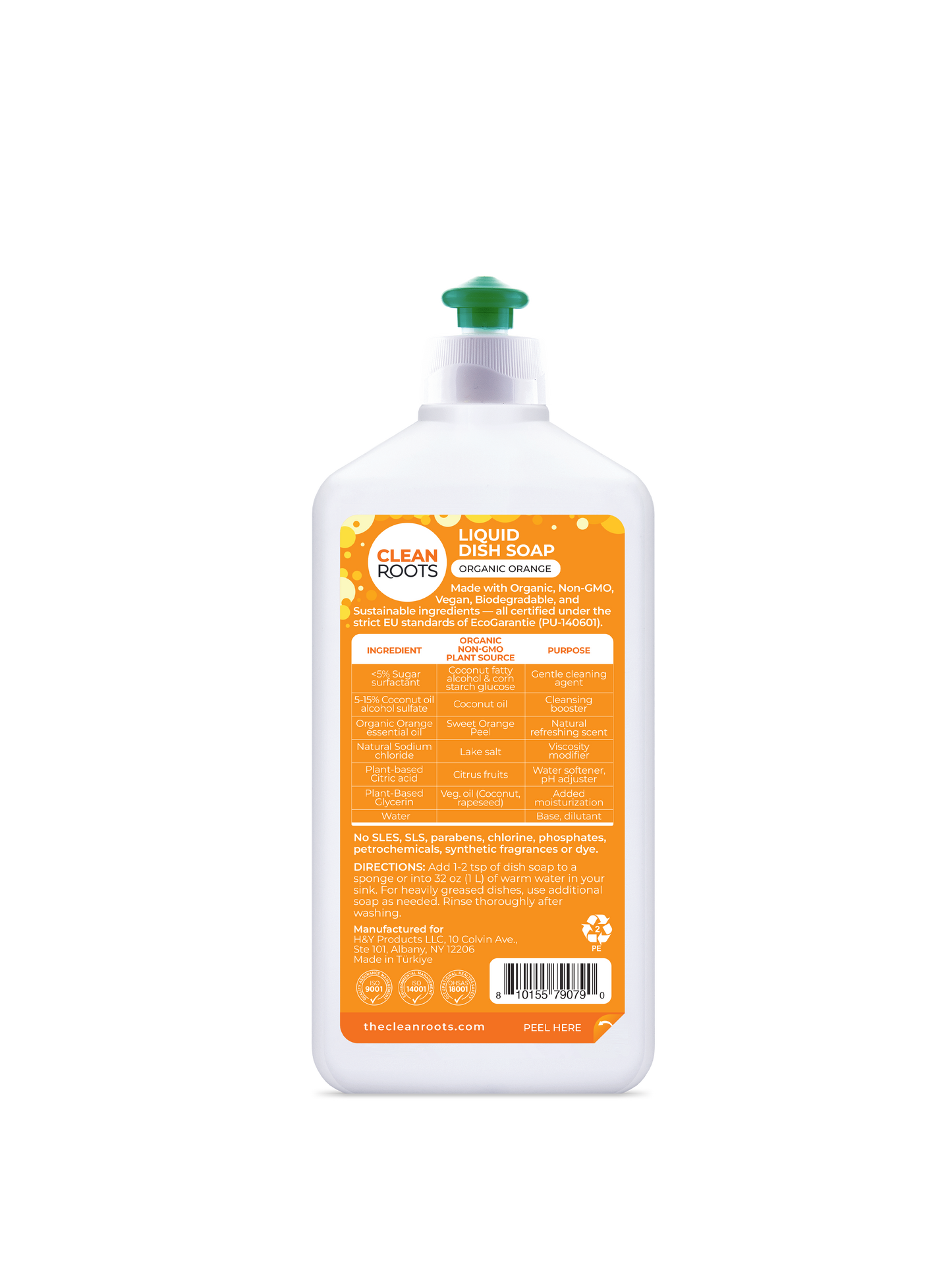 Liquid Dish Soap | Organic Orange | Pack of Three 16.9 fl oz (500 mL)